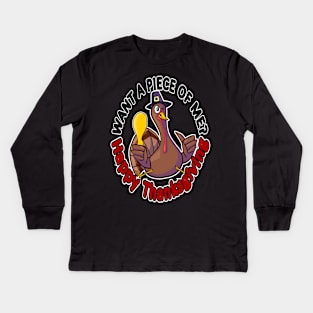 Funny Turkey Leg Thanks Giving Dinner Kids Long Sleeve T-Shirt